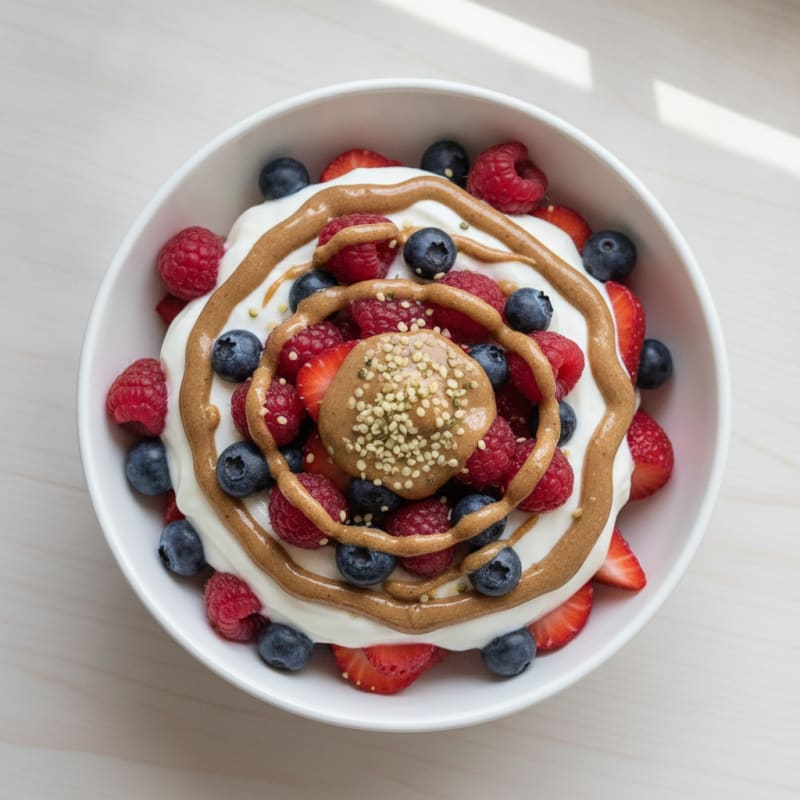 Creamy Greek Yogurt Parfait with Mixed Berries and Almond Butter