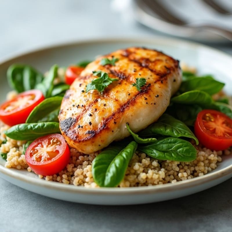 Grilled Chicken Breast with Quinoa Spinach Salad