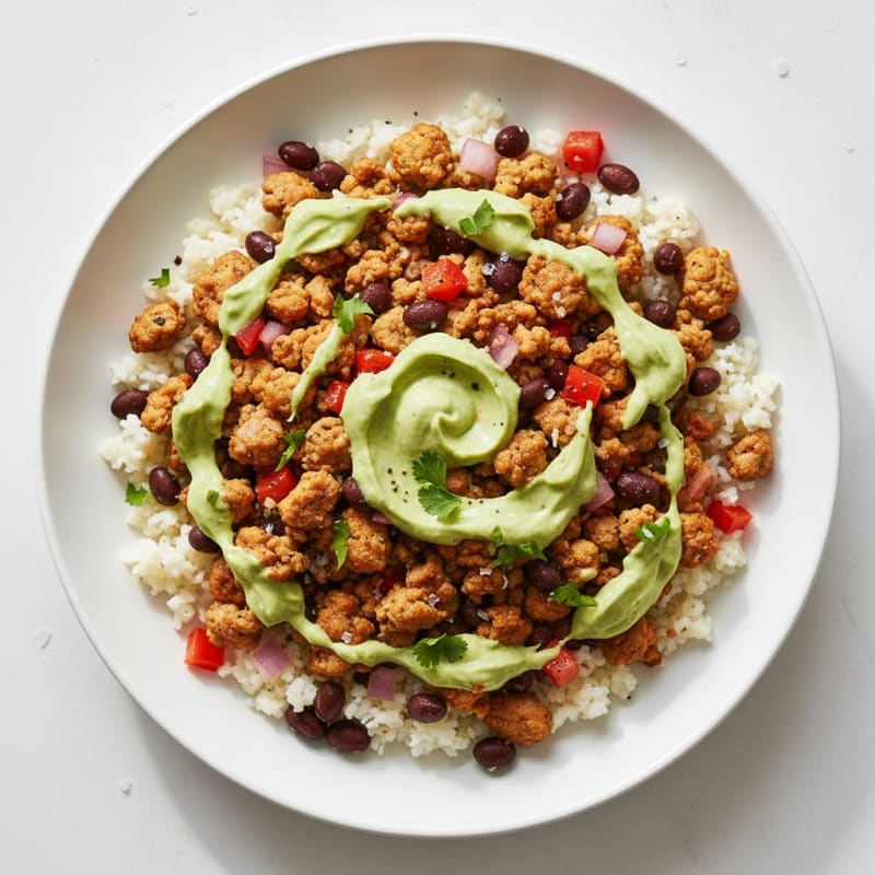 Turkey Taco Bowl with Avocado Crema