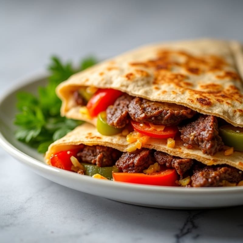Crispy Whole Wheat Steak and Veggie Quesadillas