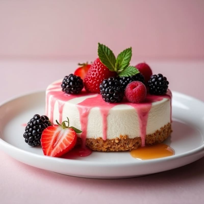 Greek Yogurt Protein Cheesecake with Mixed Berries