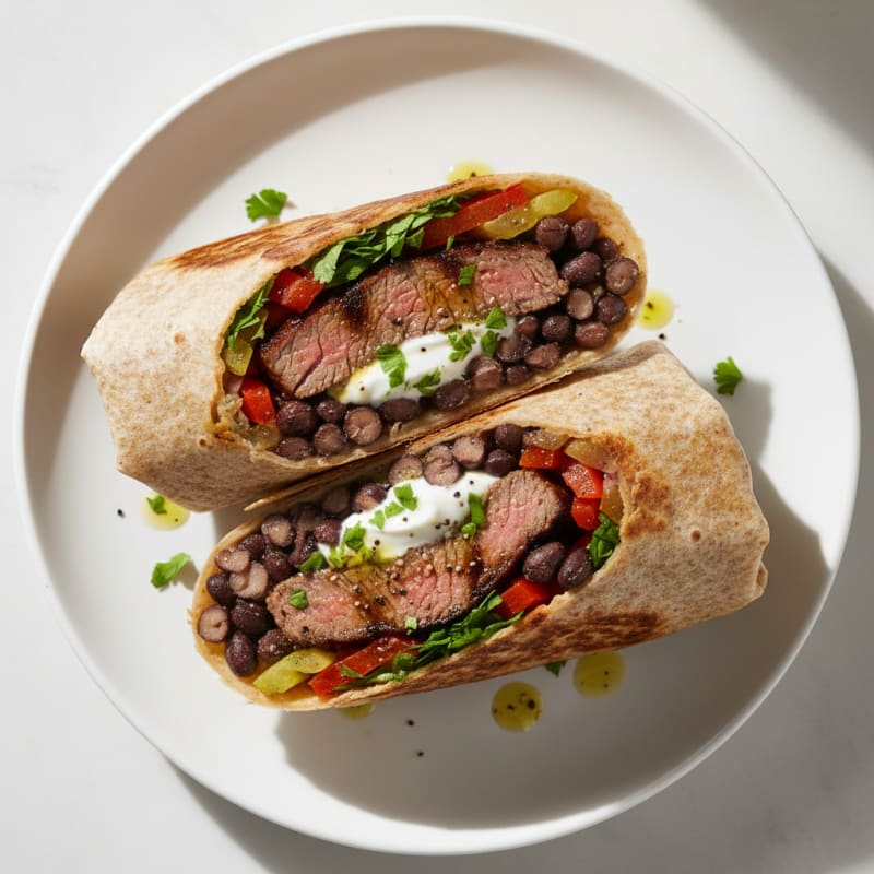 Loaded Steak and Bean Burrito