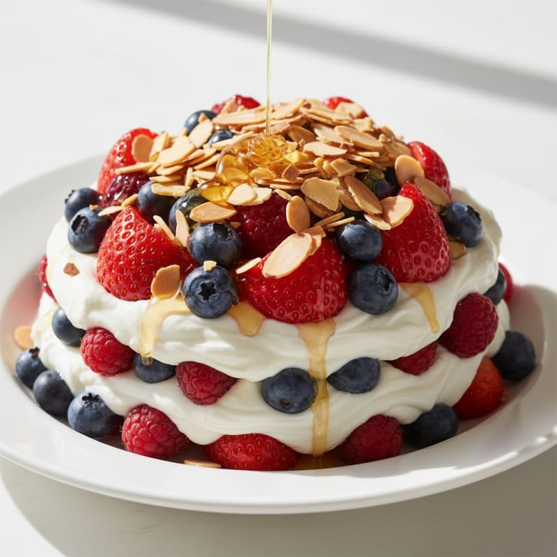 Creamy Greek Yogurt Parfait with Mixed Berries and Almonds