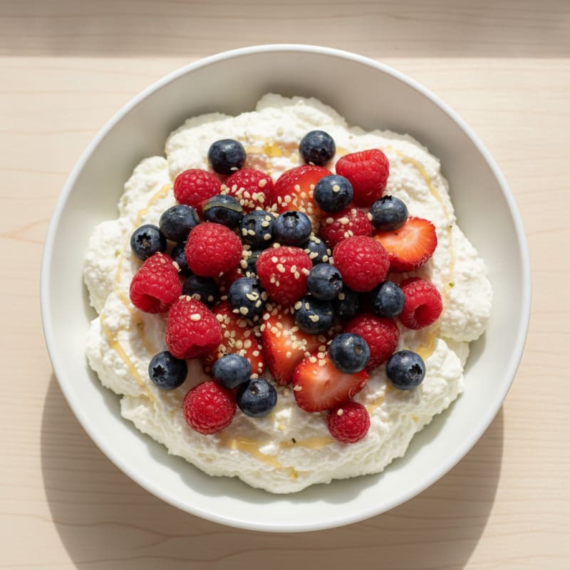 Greek Yogurt Protein Mousse with Mixed Berries