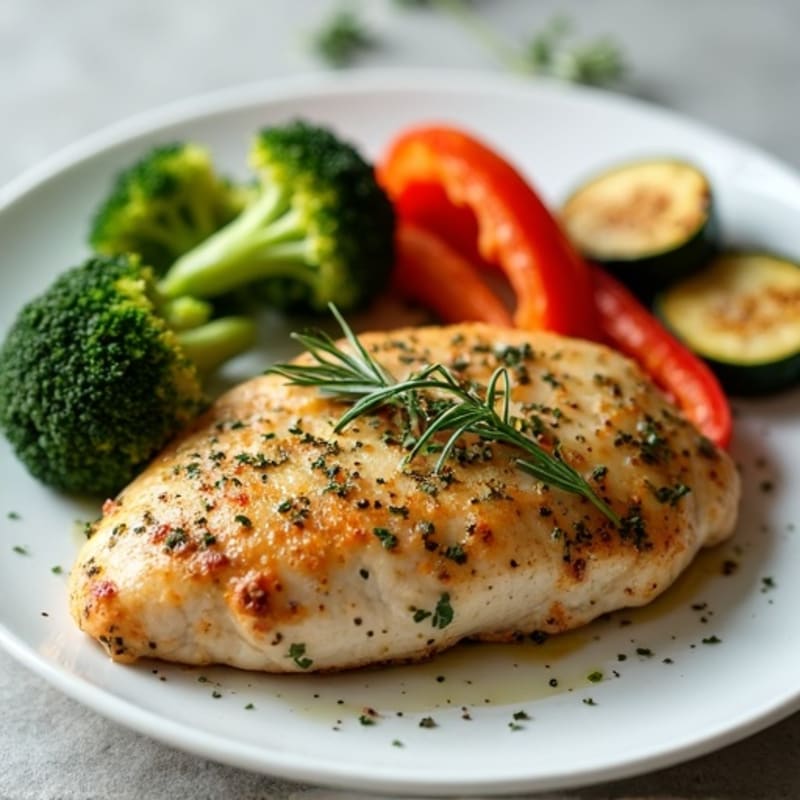 Herb-Crusted Pan Seared Chicken with Roasted Vegetables