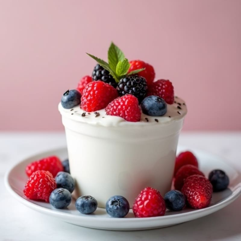 Silky Greek Yogurt Protein Mousse with Mixed Berries