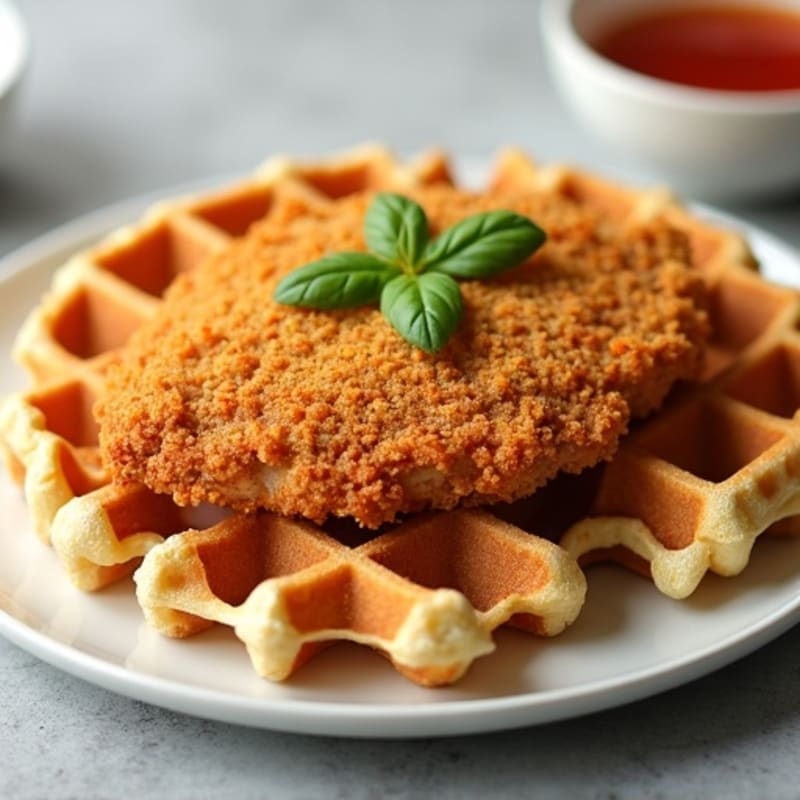 Crispy Baked Chicken with Fluffy Whole Grain Waffles