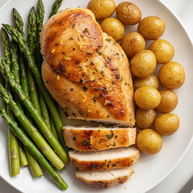 Lemon-Herb Roasted Chicken with Asparagus