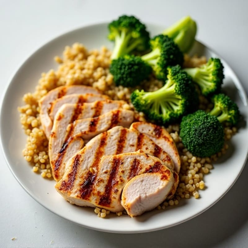 Grilled Turkey Breast with Quinoa and Roasted Broccoli