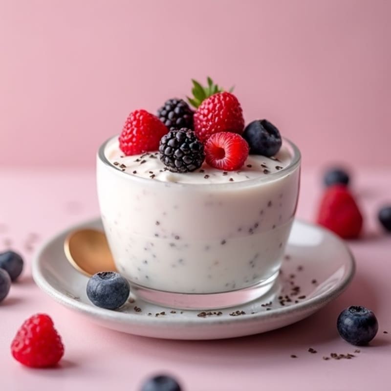 Silky Greek Yogurt Protein Pudding with Mixed Berries