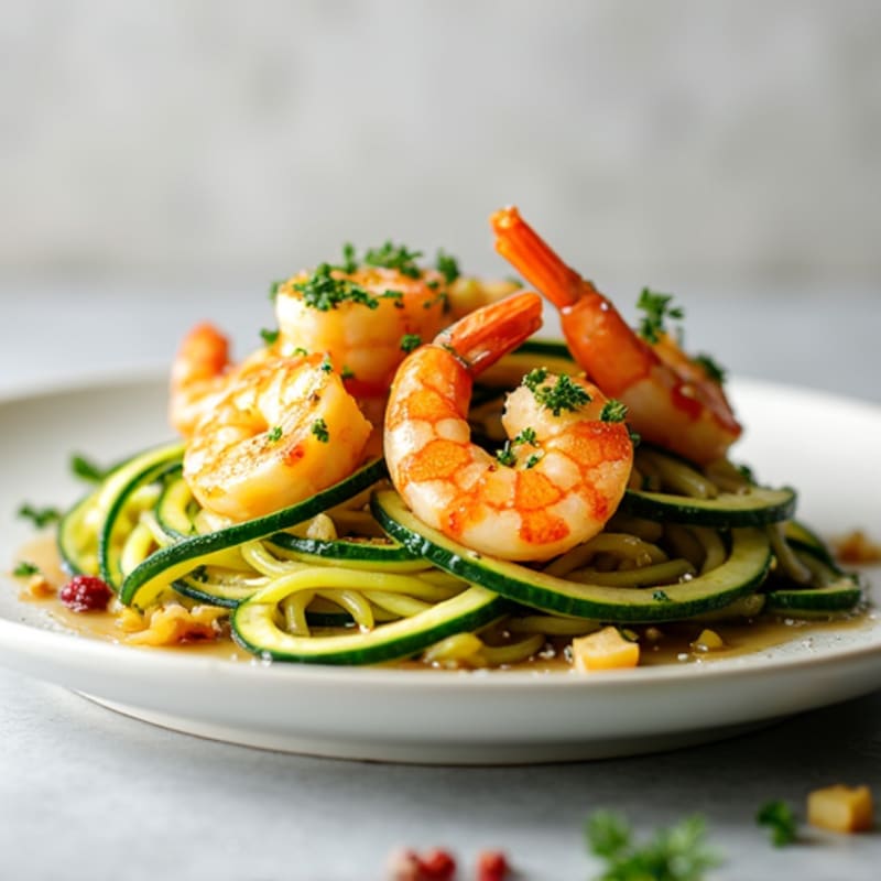 Garlic-Ginger Shrimp with Zucchini Noodles