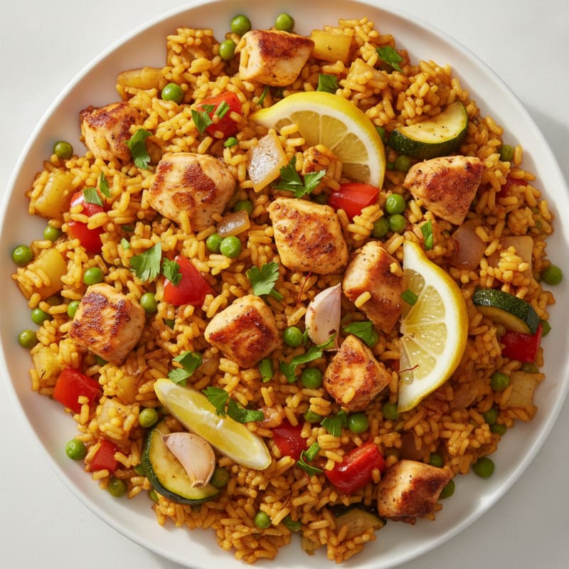 Chicken and Roasted Vegetable Paella