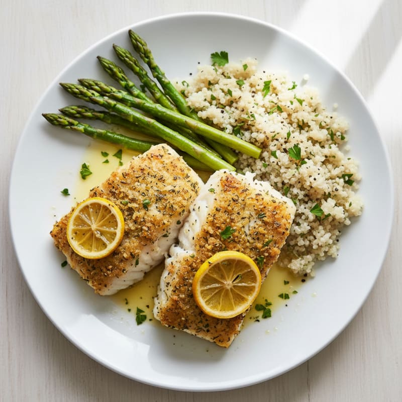 Lemon Herb Baked Cod with Asparagus