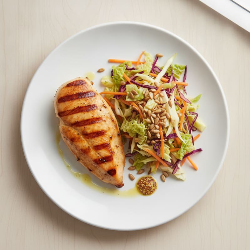 Grilled Chicken Breast with Crunchy Cabbage Slaw