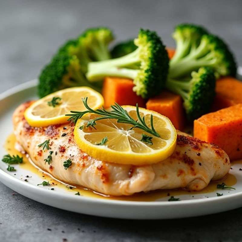 Sheet Pan Lemon-Herb Chicken with Roasted Broccoli and Sweet Potatoes