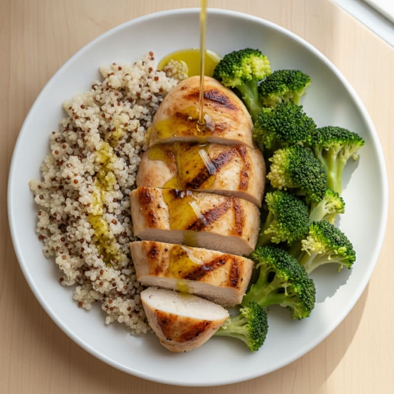 Grilled Chicken Breast with Quinoa and Steamed Broccoli