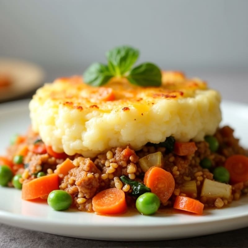 Lean Ground Turkey and Vegetable Shepherd's Pie with Creamy Potato Topping