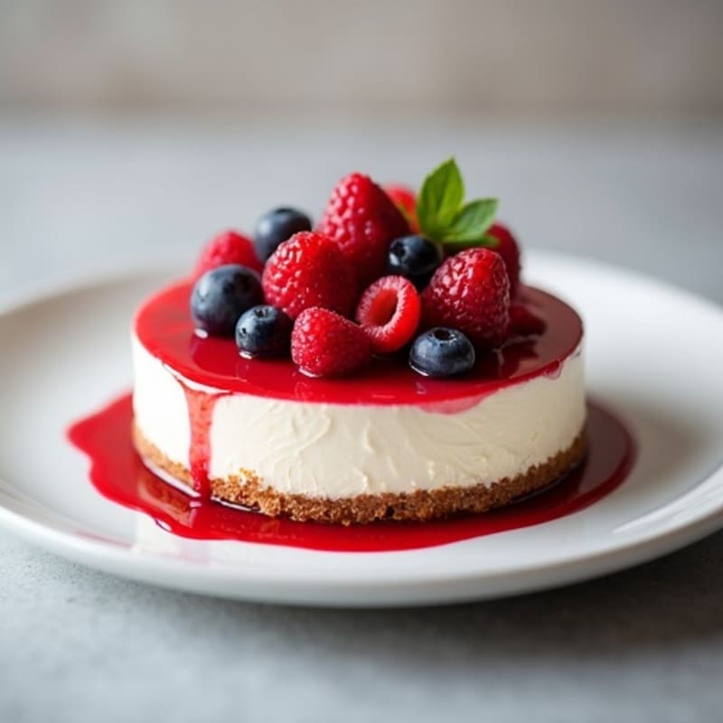 Greek Yogurt Protein Cheesecake with Mixed Berries