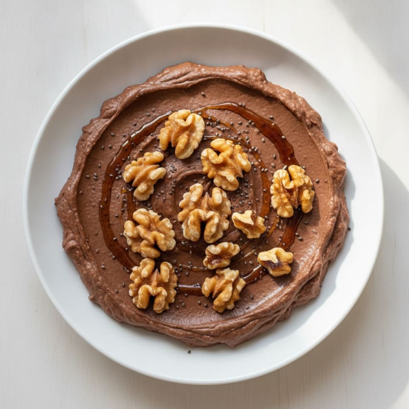 Chocolate Protein Mousse with Toasted Walnuts