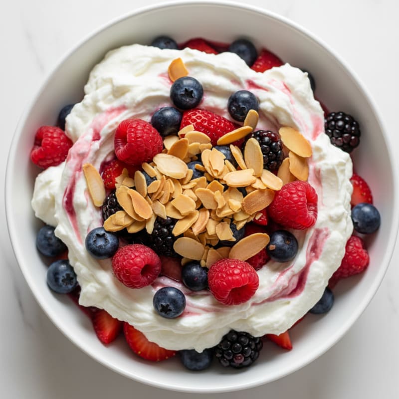 Greek Yogurt Protein Parfait with Mixed Berries and Almonds