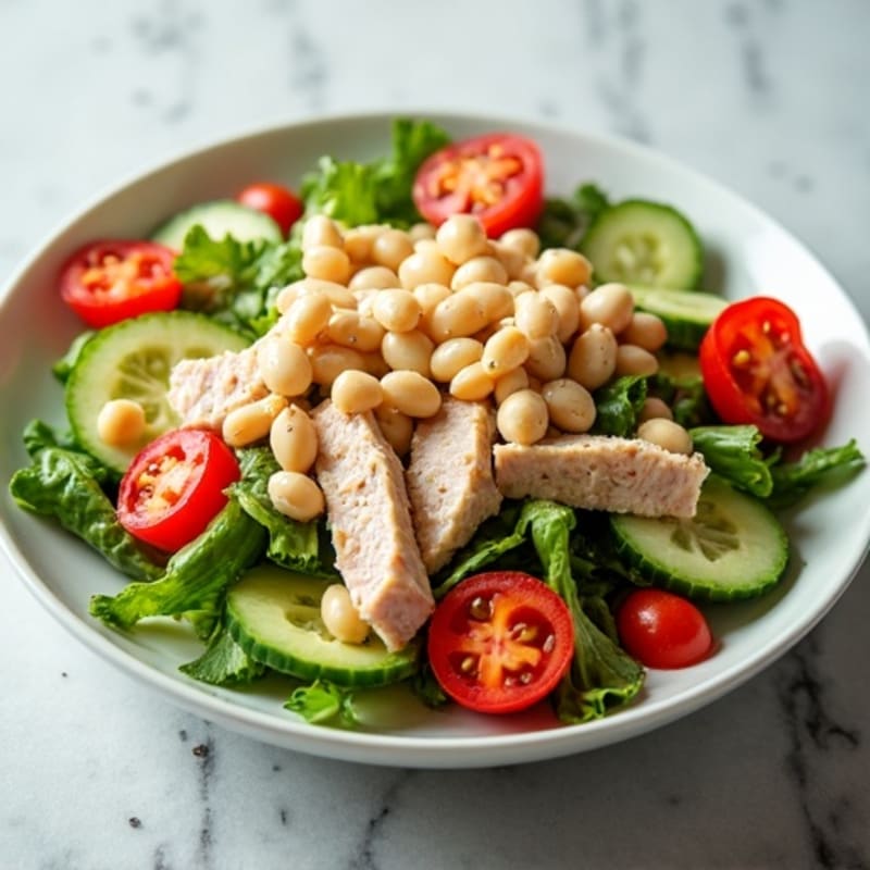 Fresh Tuna and Creamy White Bean Salad with Crisp Vegetables