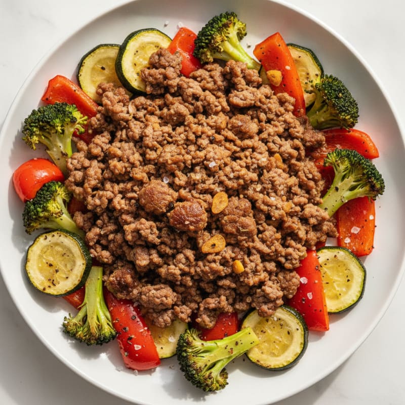 Minced Beef with Roasted Vegetables