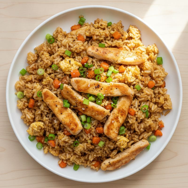 Chicken and Egg Fried Rice with Carrots