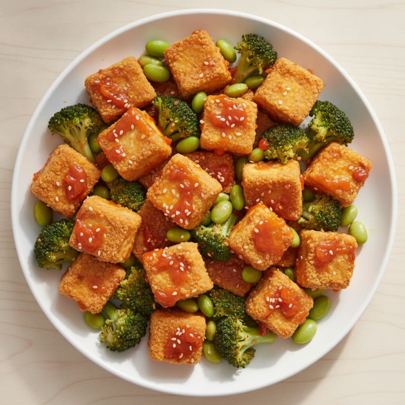 Air-Fried Tofu with Sweet Chili Glaze