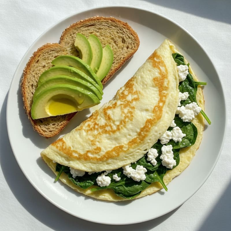 Egg White Spinach Omelette with Cottage Cheese