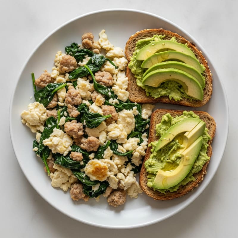 Egg White and Turkey Sausage Scramble with Spinach