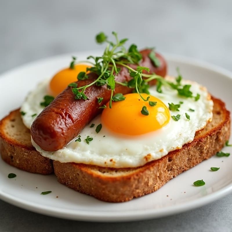 Crunchy Turkey Sausage and Egg Toast with Microgreens