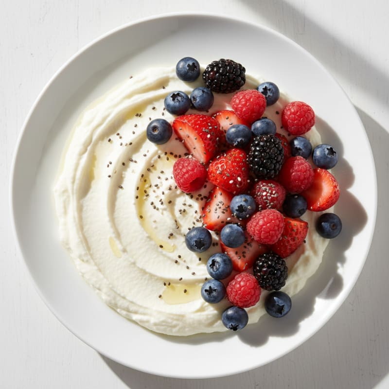 Silky Greek Yogurt Protein Pudding with Mixed Berries