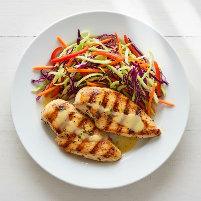 Grilled Chicken Breast with Crunchy Vegetable Slaw