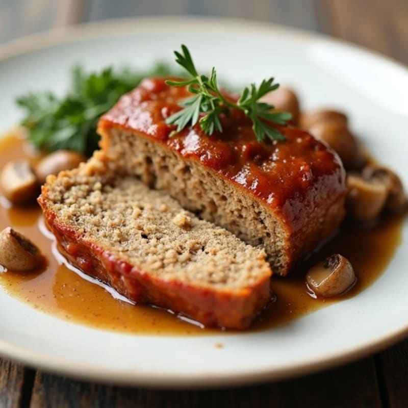Lean Baked Meatloaf with Savory Mushroom Gravy