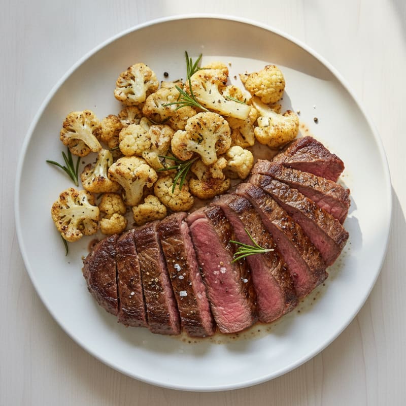 Pan-Seared Steak with Roasted Cauliflower