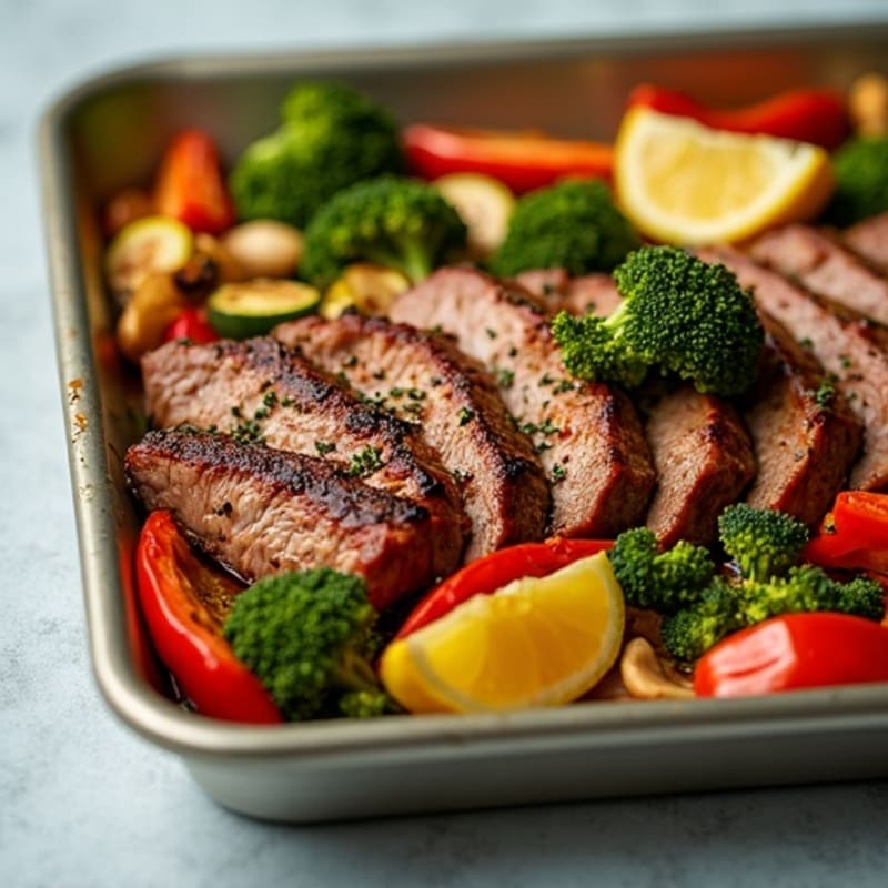Sheet Pan Lemon Garlic Steak and Roasted Vegetables