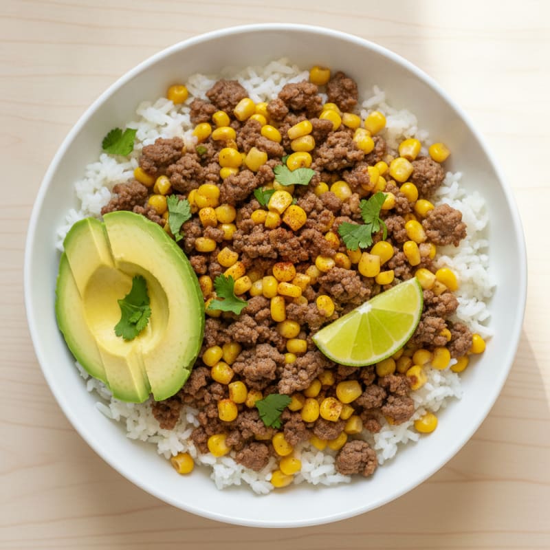 Ground Beef Taco Bowl with Corn