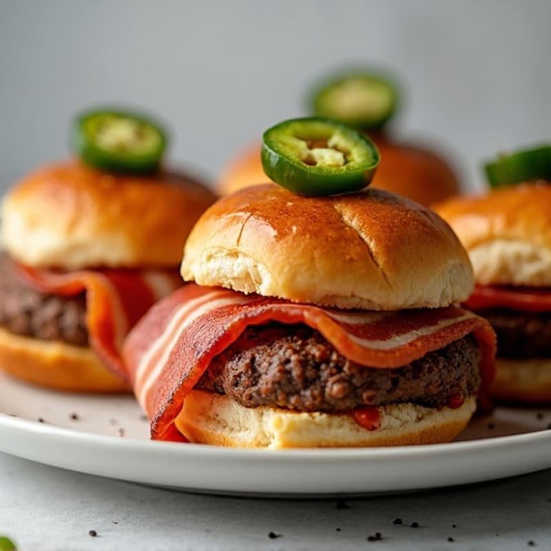 Spicy Bacon-Wrapped Beef Sliders with Fresh Jalapeños