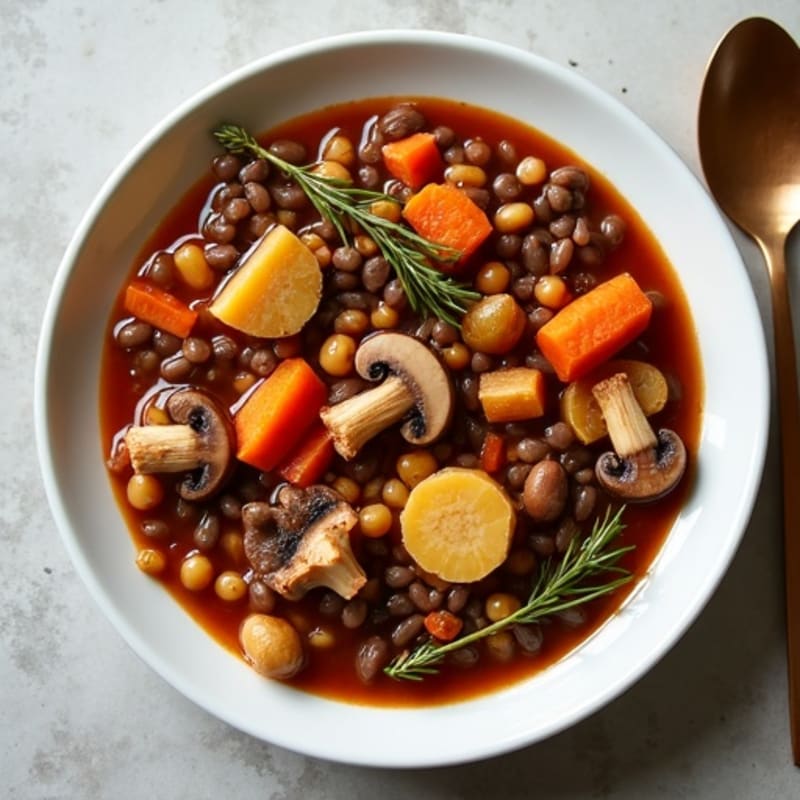 Hearty Mushroom and Root Vegetable Red Wine Stew