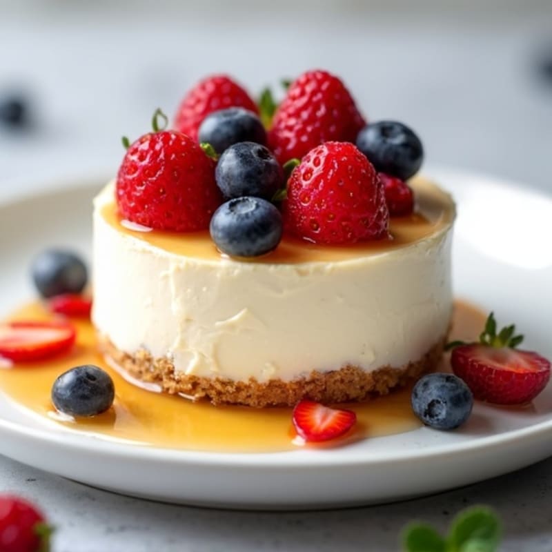 Greek Yogurt Protein Cheesecake with Mixed Berries