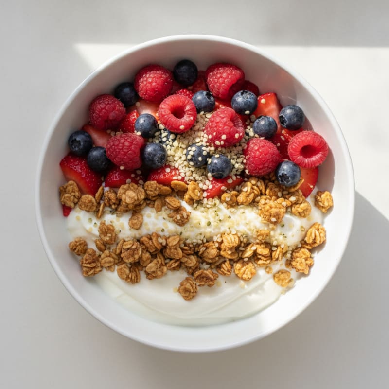 Greek Yogurt Parfait with Protein Granola and Berries