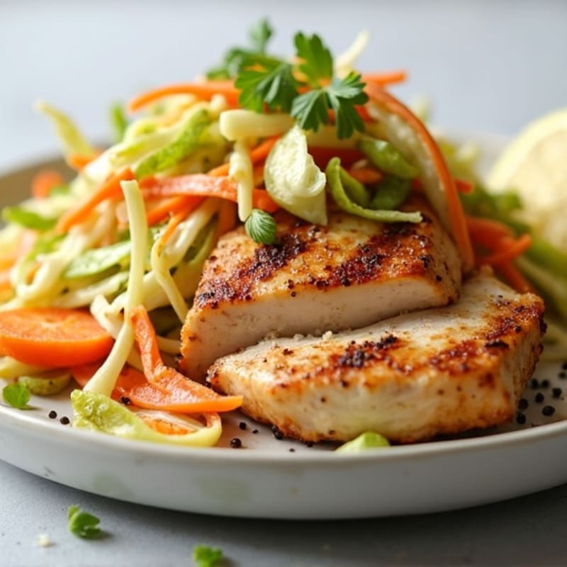 Grilled Chicken Breast with Crunchy Cabbage Slaw