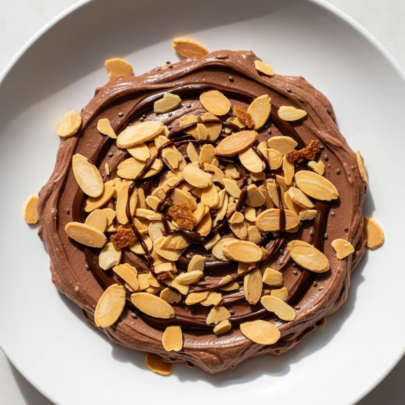 Silky Chocolate Protein Pudding with Sliced Almonds