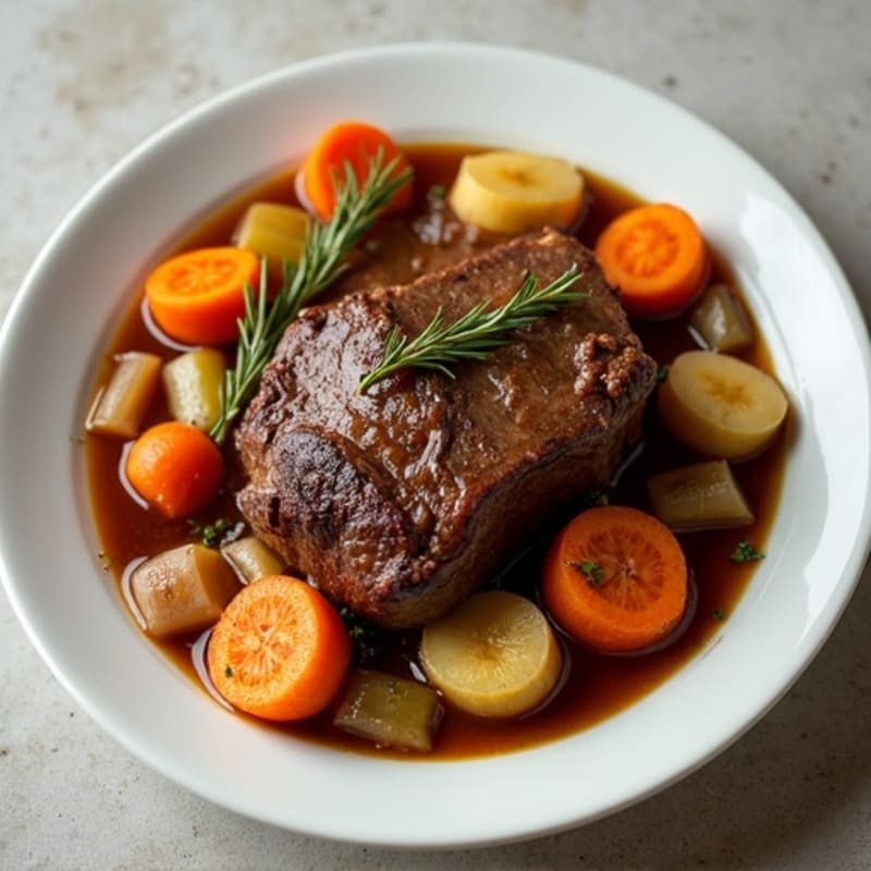 Tender Braised Beef Pot Roast with Root Vegetables