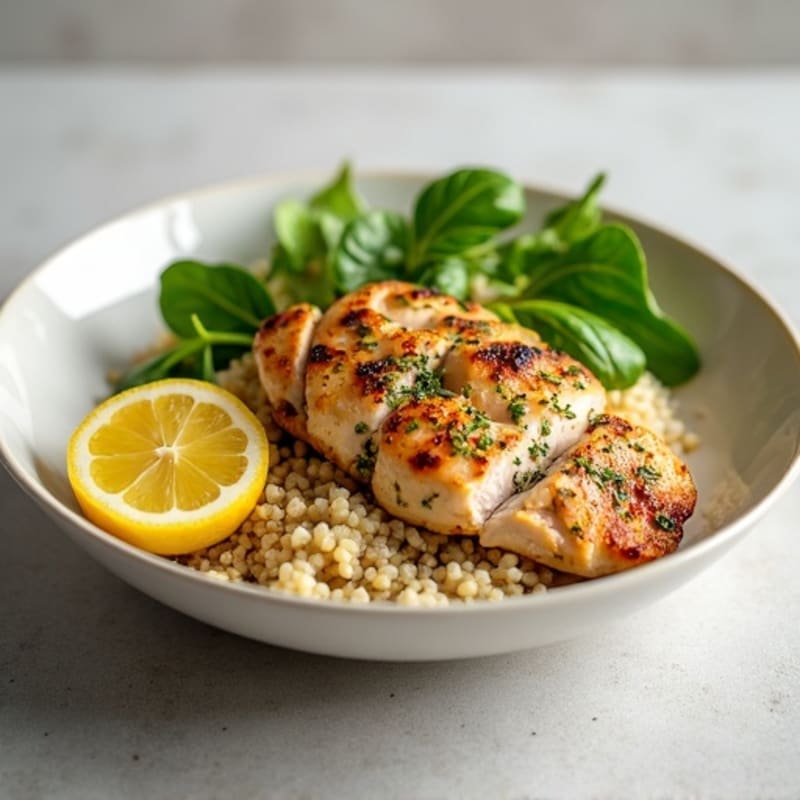 Lemon-Herb Grilled Chicken with Fluffy Quinoa and Fresh Greens