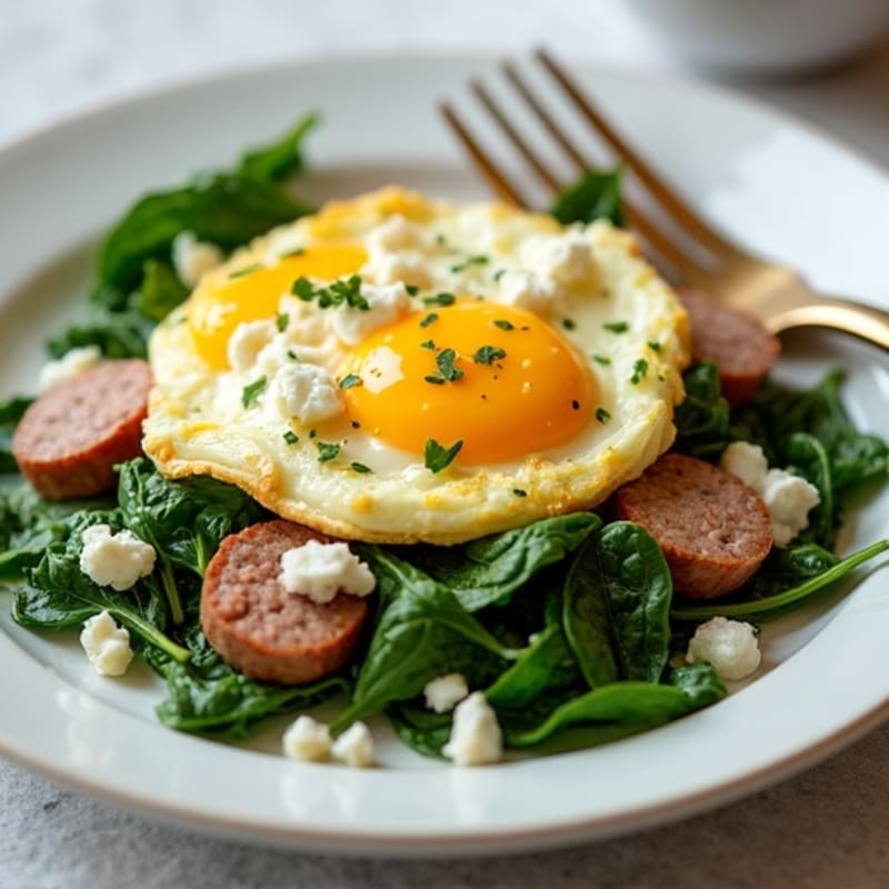 Egg White Spinach Scramble with Turkey Sausage