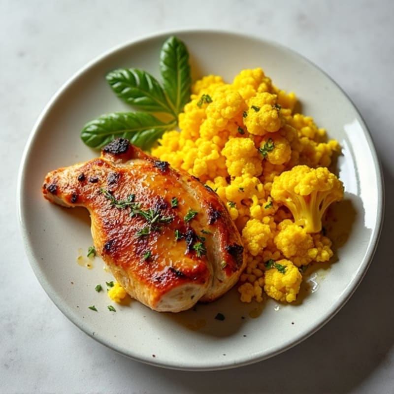 Herb-Roasted Chicken with Turmeric Cauliflower Rice