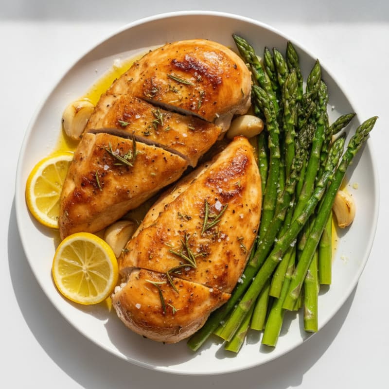 Lemon Herb Roasted Chicken with Asparagus