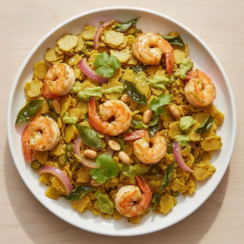 Poha with Peanuts and Curry Leaves