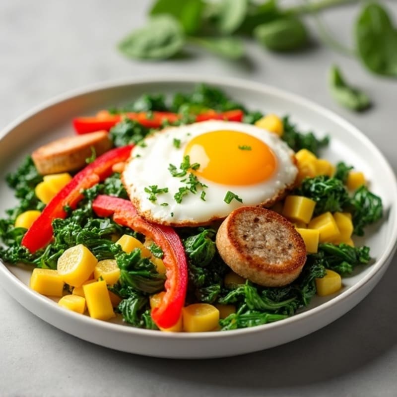 Egg White and Turkey Sausage Scramble with Spinach